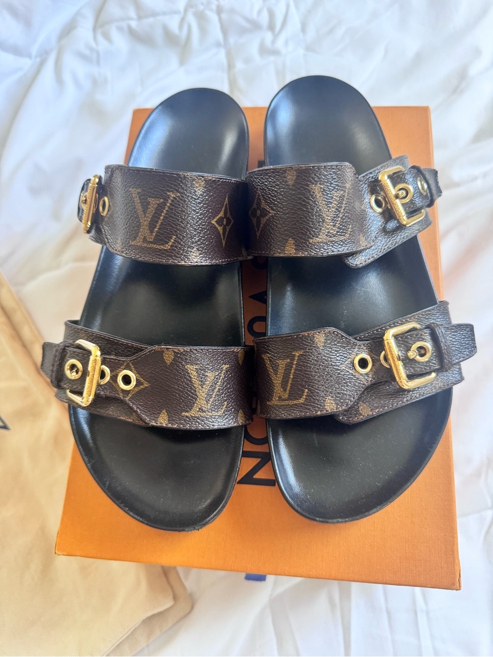 Louis Vuitton Bom Dia Flat Mules Monogram Canvas